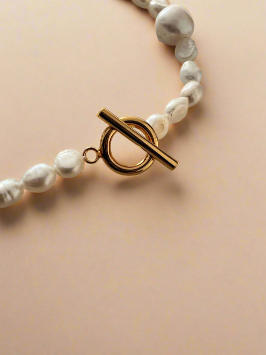 Baroque & Freshwater Pearl T Bar Necklace