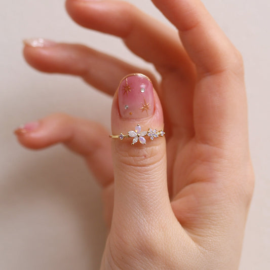 Moonstone Blossom Duo Ring